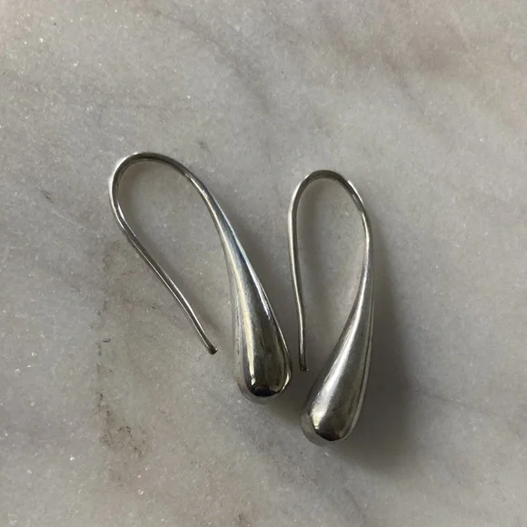 Solid Silver Tear Drop Earrings - Picture 2 of 2